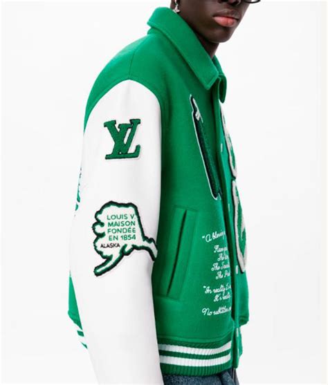 green lv varsity jacket|green louis vuitton varsity jacket.